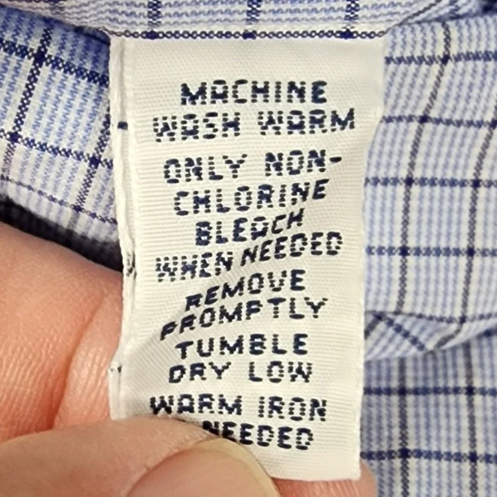 Polo Ralph Lauren Mens Dress Shirt 17.5 32/33 Blue White Check Custom Fit Cotton